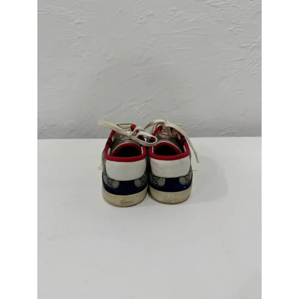 Gucci Beige GG Coated Supreme Canvas Suede Barcelona Low-Top Sneakers Size 37 - Picture 4 of 5